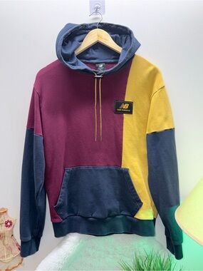 100% Cotton Ladies New Balance Colorblock Hoodie - Maroon, Mustard & Navy  🔥